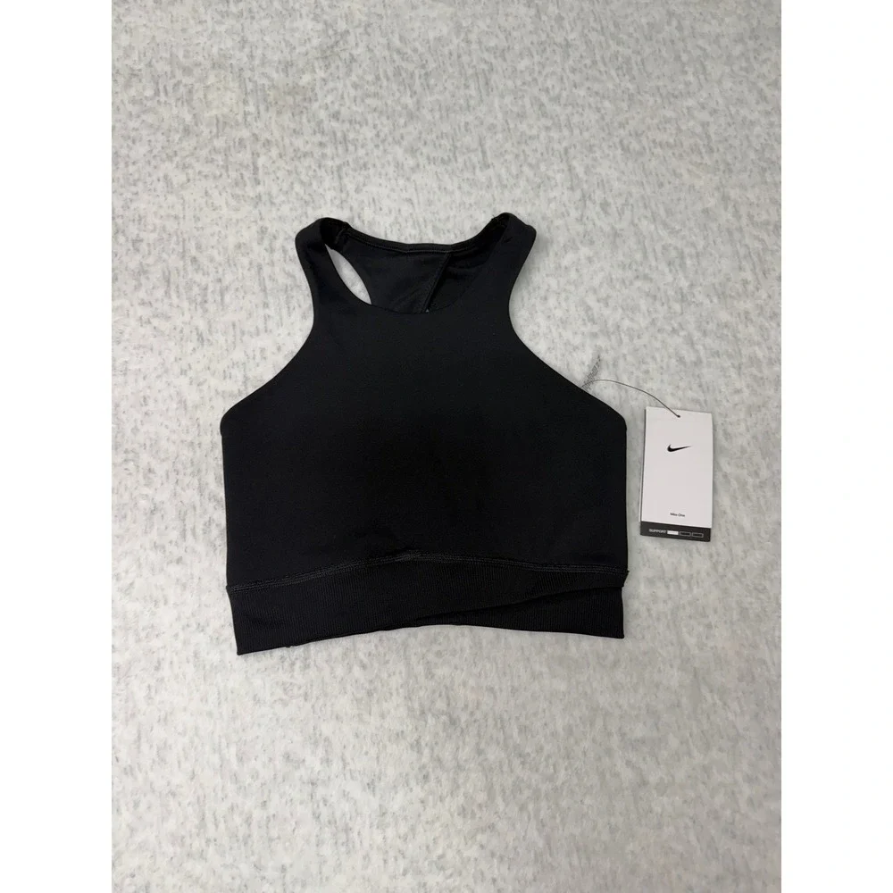 Nike One Womens Medium Support Sports Bra‎ Black High Neck Training FV6500-010 S